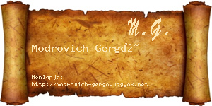 Modrovich Gergő névjegykártya